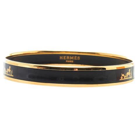 hermes caliche cloisonne|US Authentic! Hermes Caleche Cloisonné GM Bangle Black .